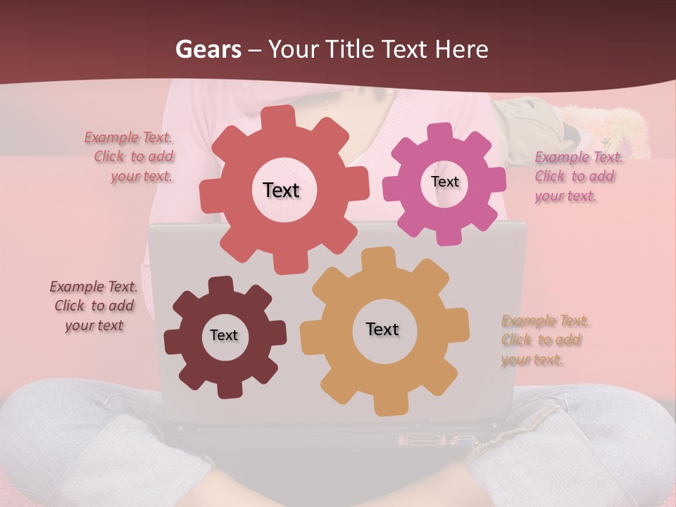 Mother Sitting On The Floor Working Computer; Daughter Hugging Her Neck PowerPoint Template