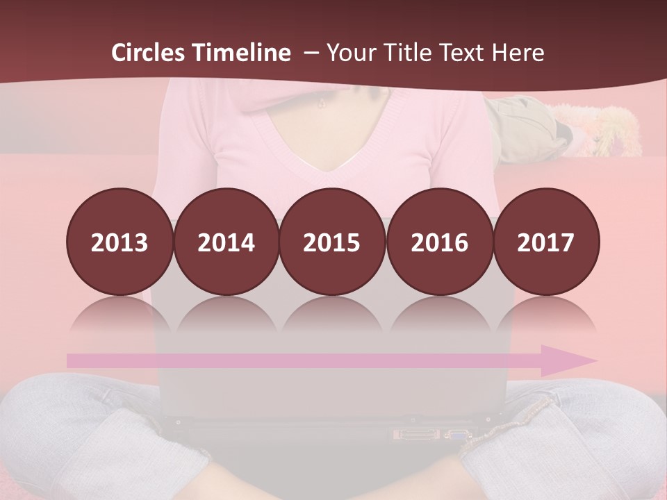 Mother Sitting On The Floor Working Computer; Daughter Hugging Her Neck PowerPoint Template