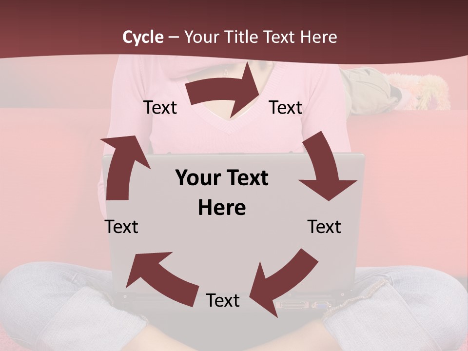 Mother Sitting On The Floor Working Computer; Daughter Hugging Her Neck PowerPoint Template