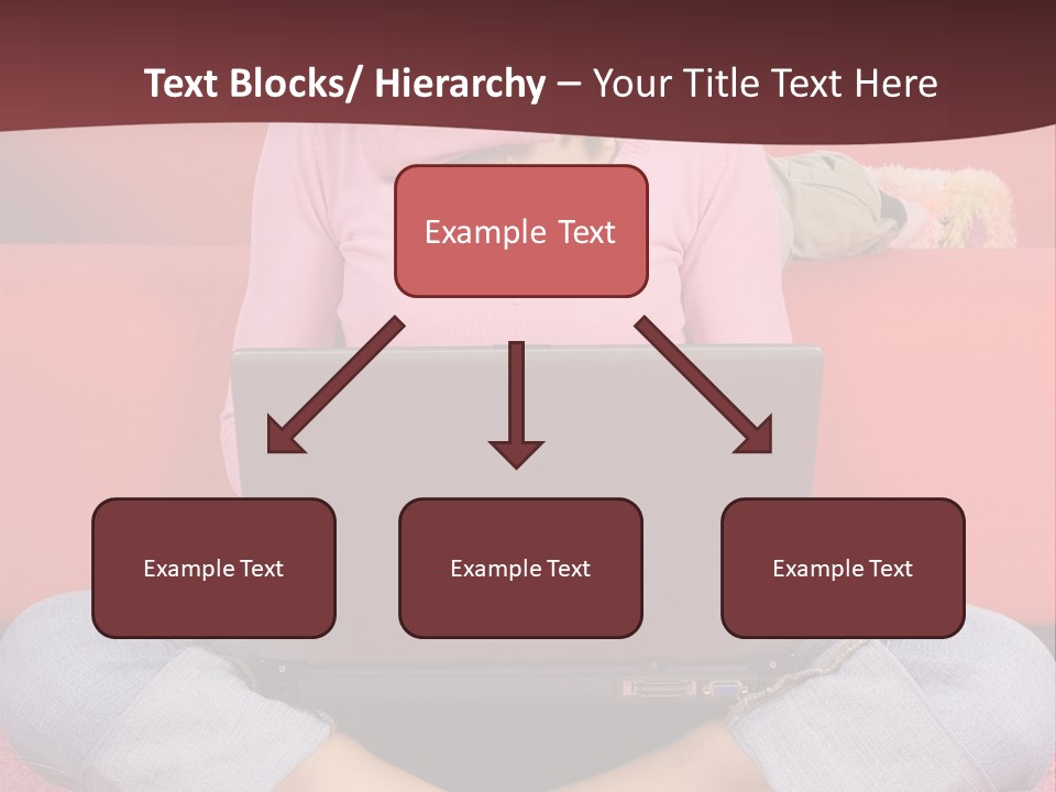 Mother Sitting On The Floor Working Computer; Daughter Hugging Her Neck PowerPoint Template