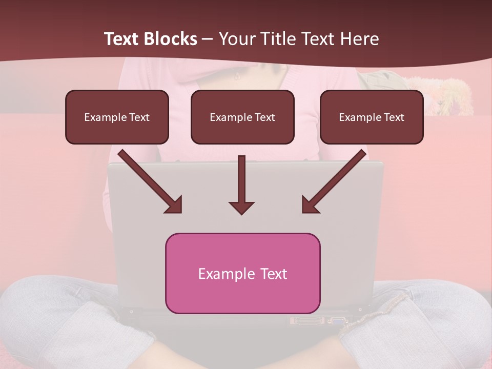 Mother Sitting On The Floor Working Computer; Daughter Hugging Her Neck PowerPoint Template