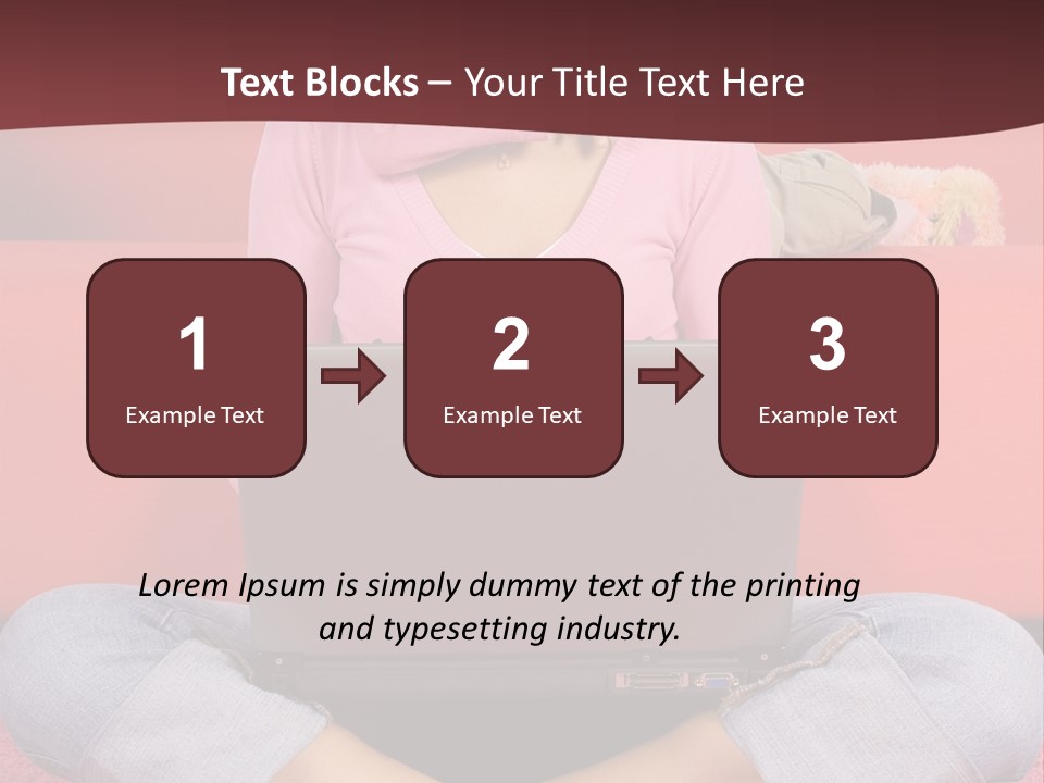 Mother Sitting On The Floor Working Computer; Daughter Hugging Her Neck PowerPoint Template