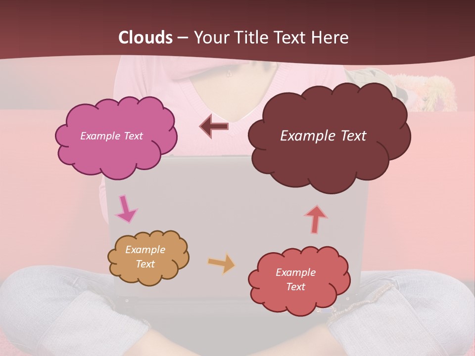 Mother Sitting On The Floor Working Computer; Daughter Hugging Her Neck PowerPoint Template
