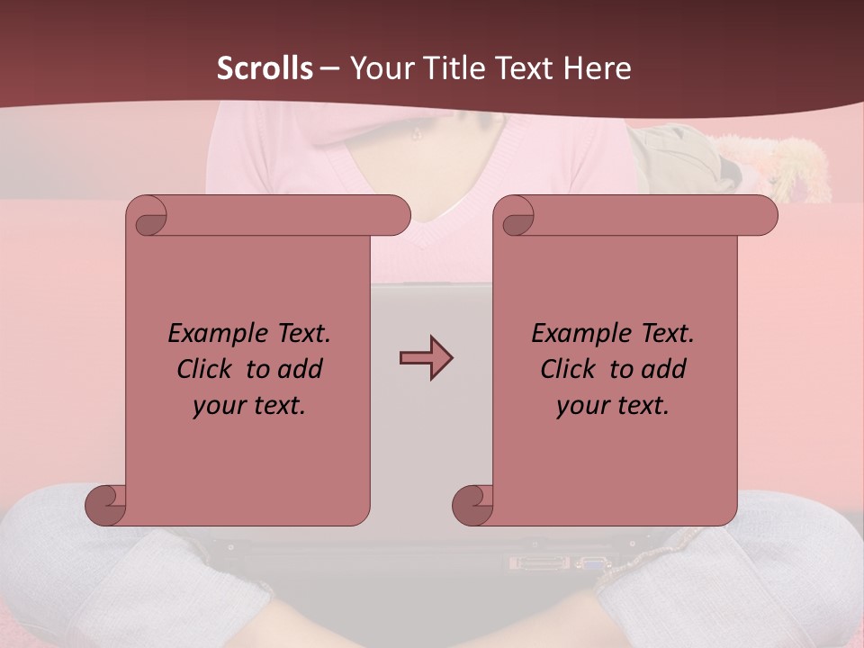 Mother Sitting On The Floor Working Computer; Daughter Hugging Her Neck PowerPoint Template