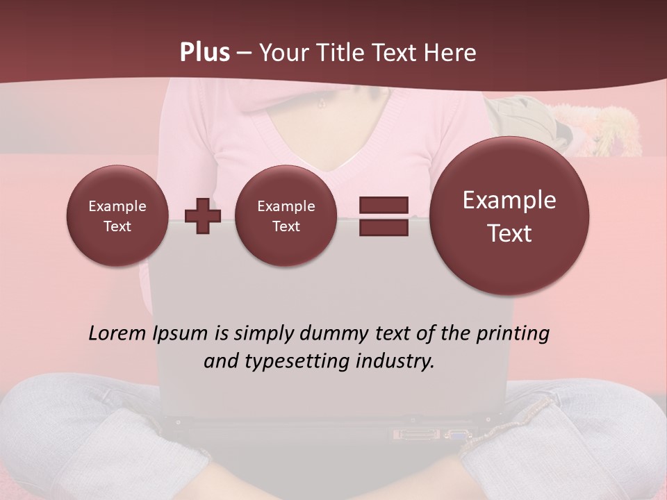Mother Sitting On The Floor Working Computer; Daughter Hugging Her Neck PowerPoint Template