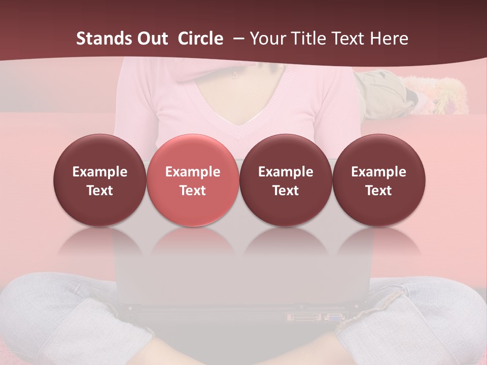 Mother Sitting On The Floor Working Computer; Daughter Hugging Her Neck PowerPoint Template