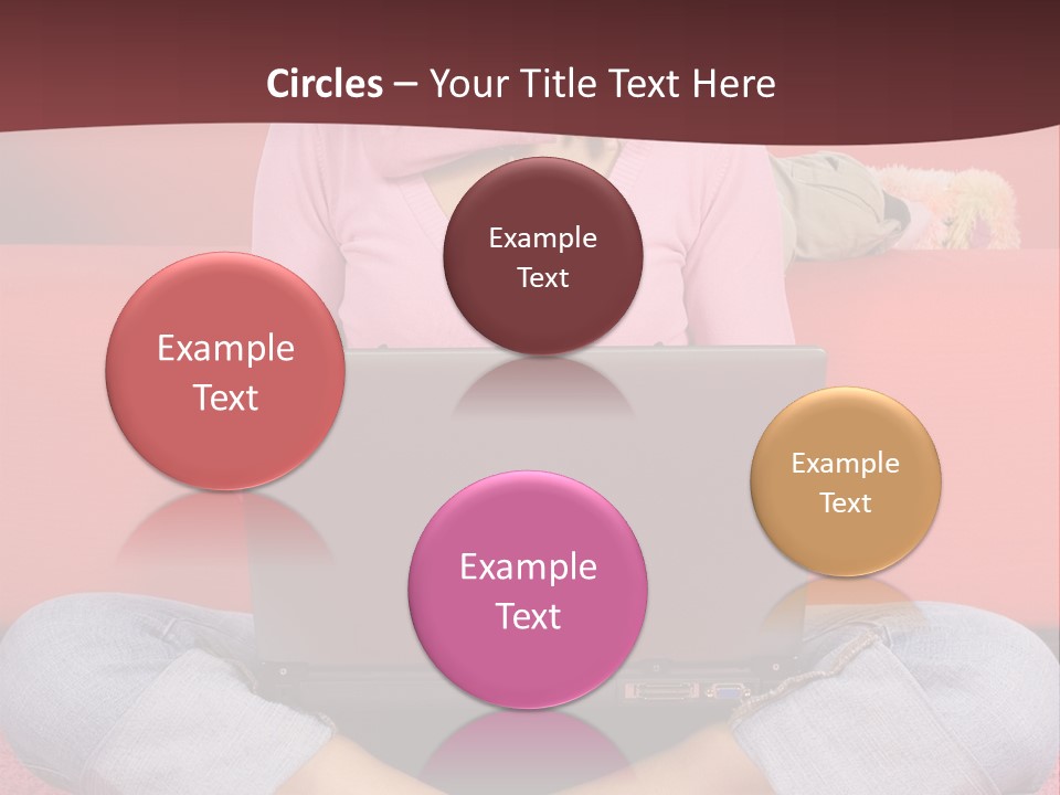 Mother Sitting On The Floor Working Computer; Daughter Hugging Her Neck PowerPoint Template