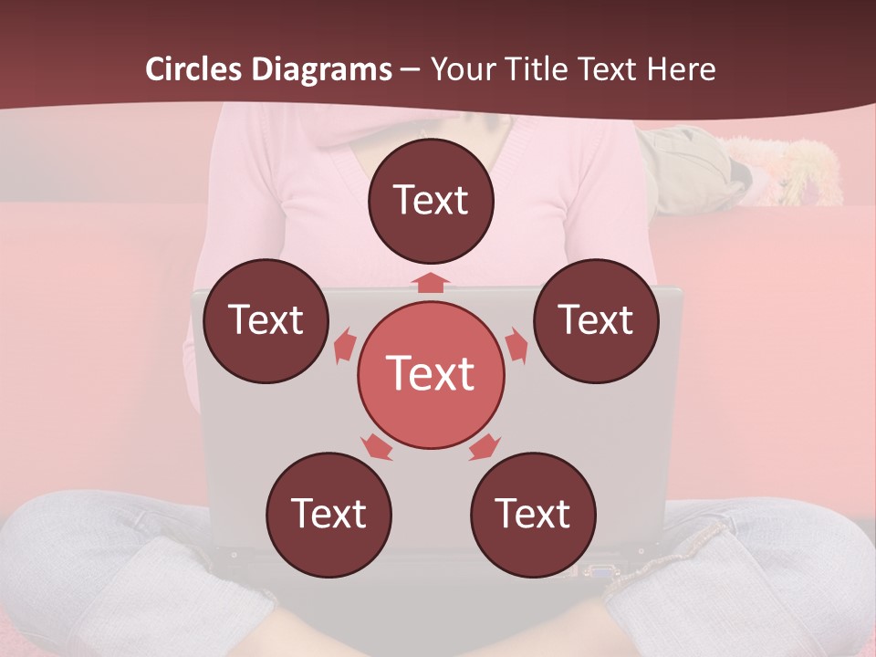 Mother Sitting On The Floor Working Computer; Daughter Hugging Her Neck PowerPoint Template