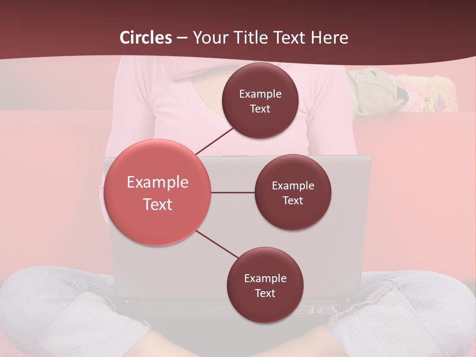 Mother Sitting On The Floor Working Computer; Daughter Hugging Her Neck PowerPoint Template