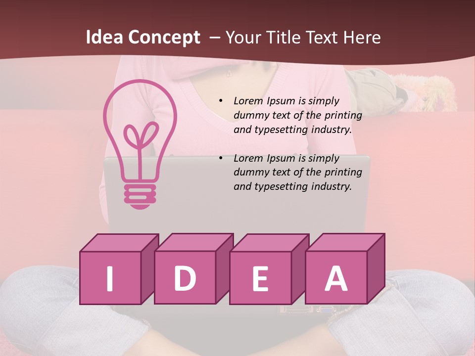 Mother Sitting On The Floor Working Computer; Daughter Hugging Her Neck PowerPoint Template