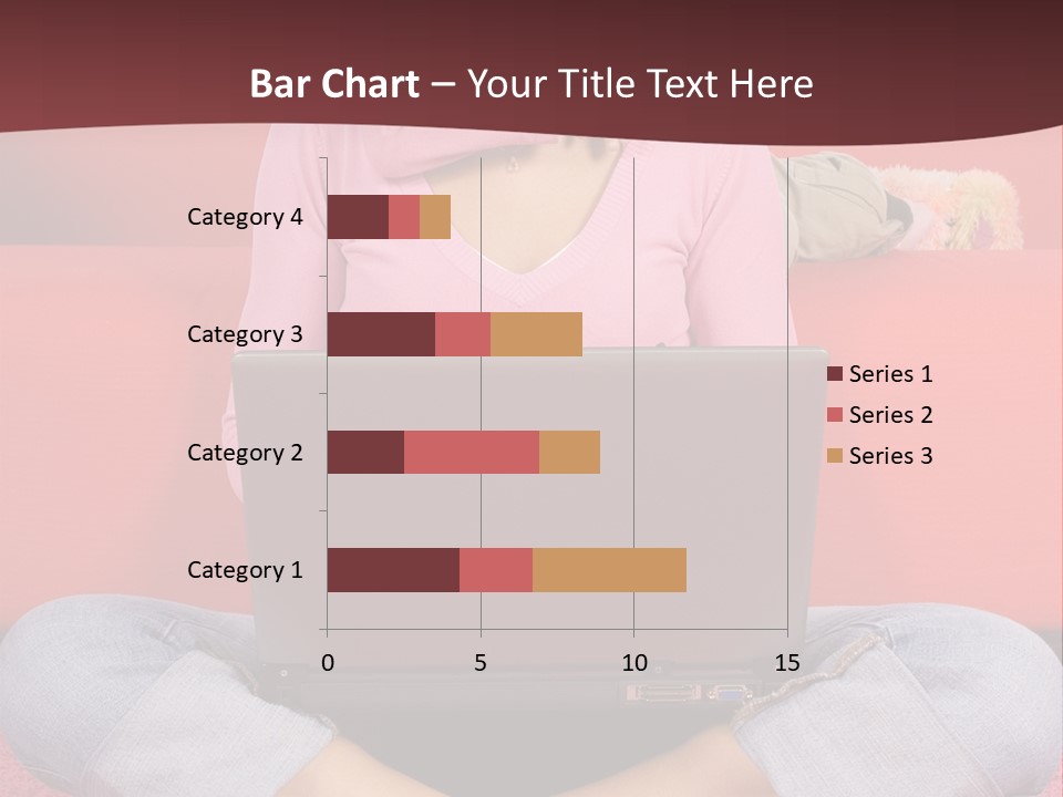 Mother Sitting On The Floor Working Computer; Daughter Hugging Her Neck PowerPoint Template