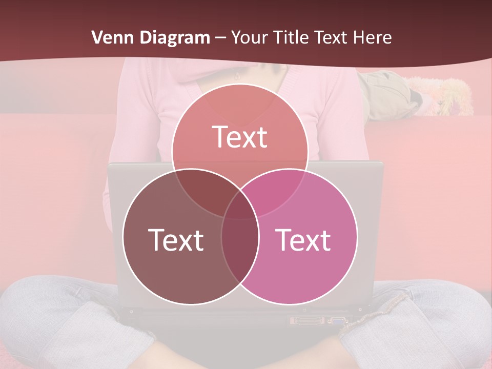 Mother Sitting On The Floor Working Computer; Daughter Hugging Her Neck PowerPoint Template