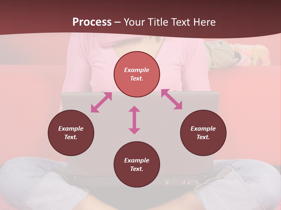 Mother Sitting On The Floor Working Computer; Daughter Hugging Her Neck PowerPoint Template