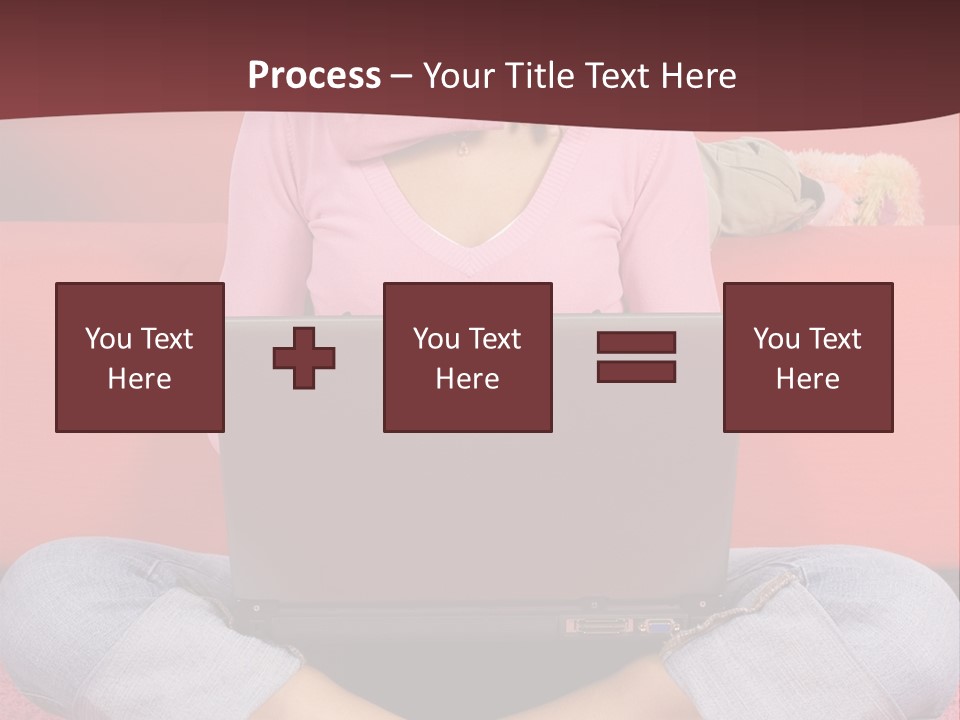 Mother Sitting On The Floor Working Computer; Daughter Hugging Her Neck PowerPoint Template