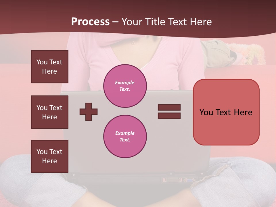 Mother Sitting On The Floor Working Computer; Daughter Hugging Her Neck PowerPoint Template