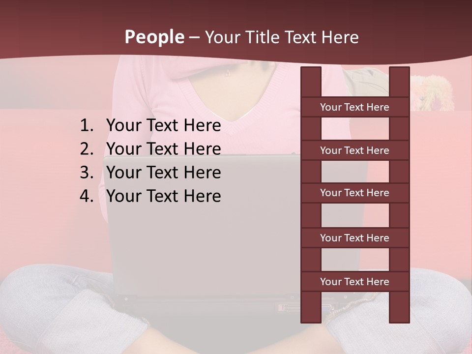 Mother Sitting On The Floor Working Computer; Daughter Hugging Her Neck PowerPoint Template