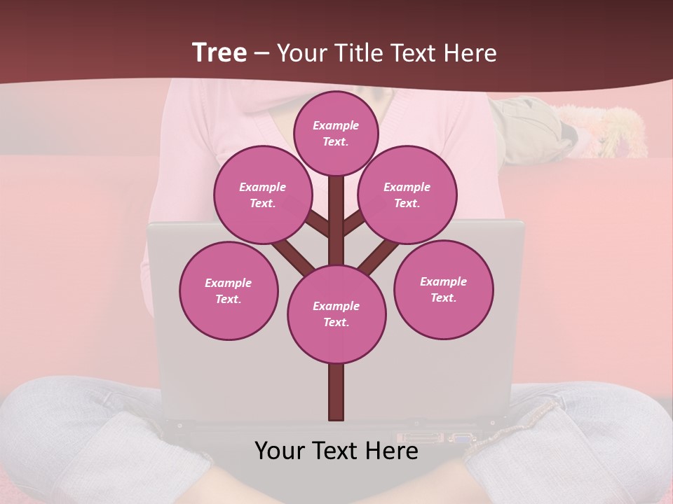 Mother Sitting On The Floor Working Computer; Daughter Hugging Her Neck PowerPoint Template