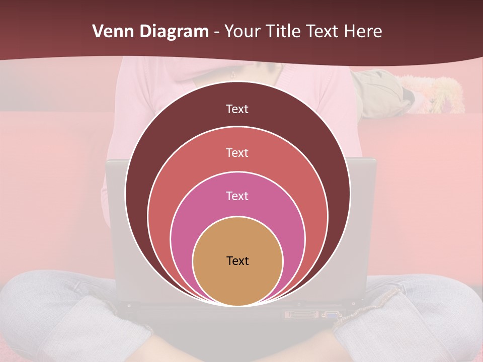 Mother Sitting On The Floor Working Computer; Daughter Hugging Her Neck PowerPoint Template