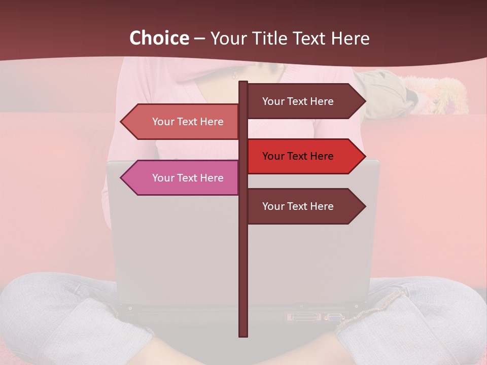 Mother Sitting On The Floor Working Computer; Daughter Hugging Her Neck PowerPoint Template