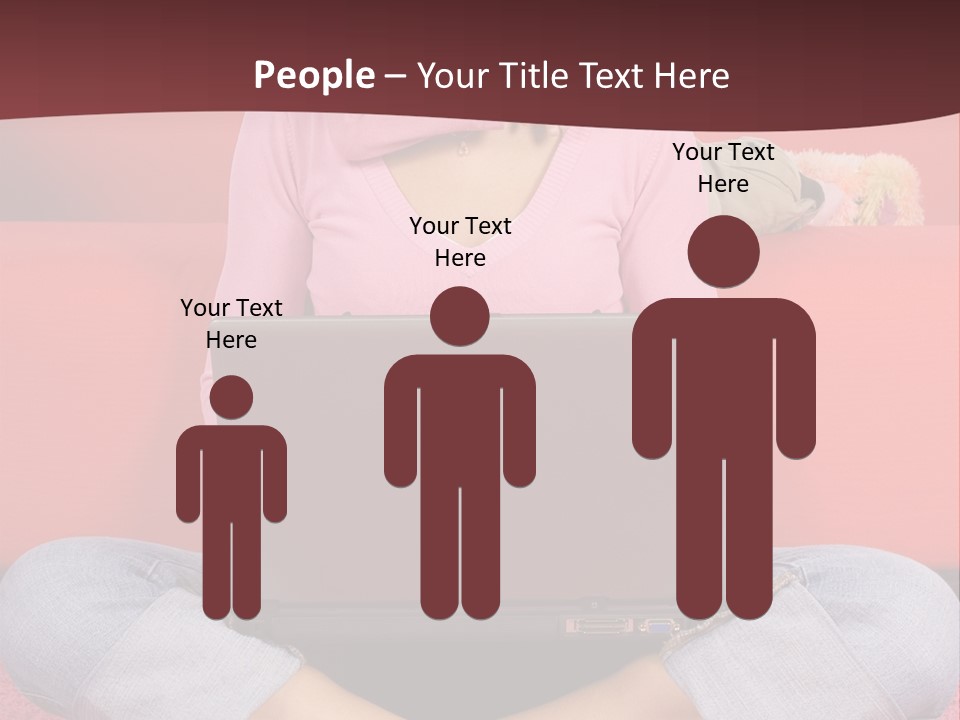 Mother Sitting On The Floor Working Computer; Daughter Hugging Her Neck PowerPoint Template