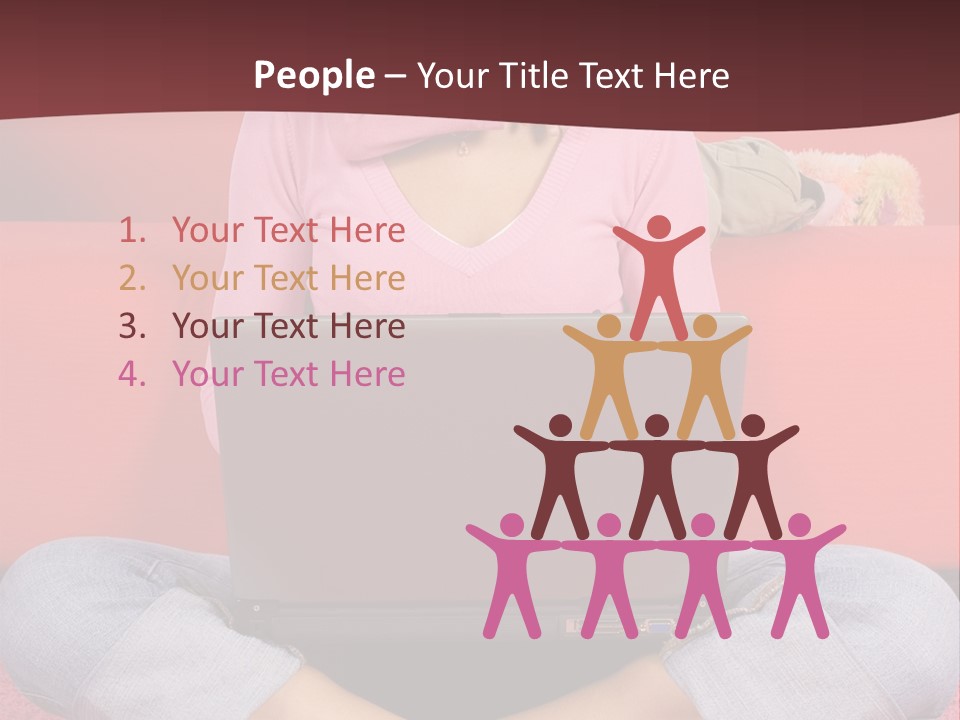 Mother Sitting On The Floor Working Computer; Daughter Hugging Her Neck PowerPoint Template