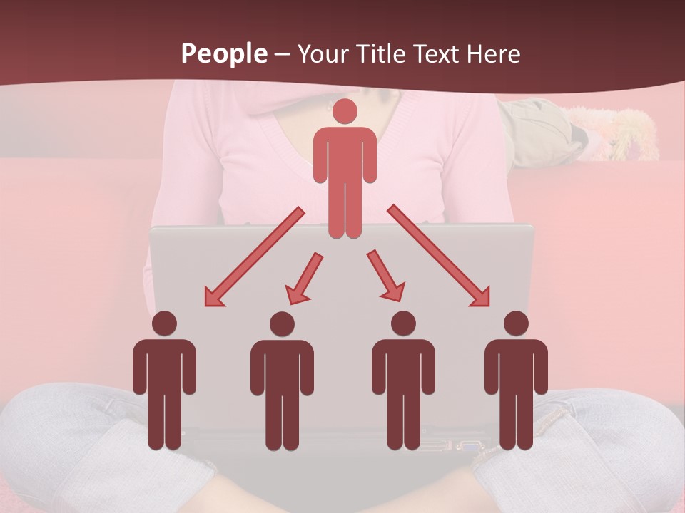 Mother Sitting On The Floor Working Computer; Daughter Hugging Her Neck PowerPoint Template