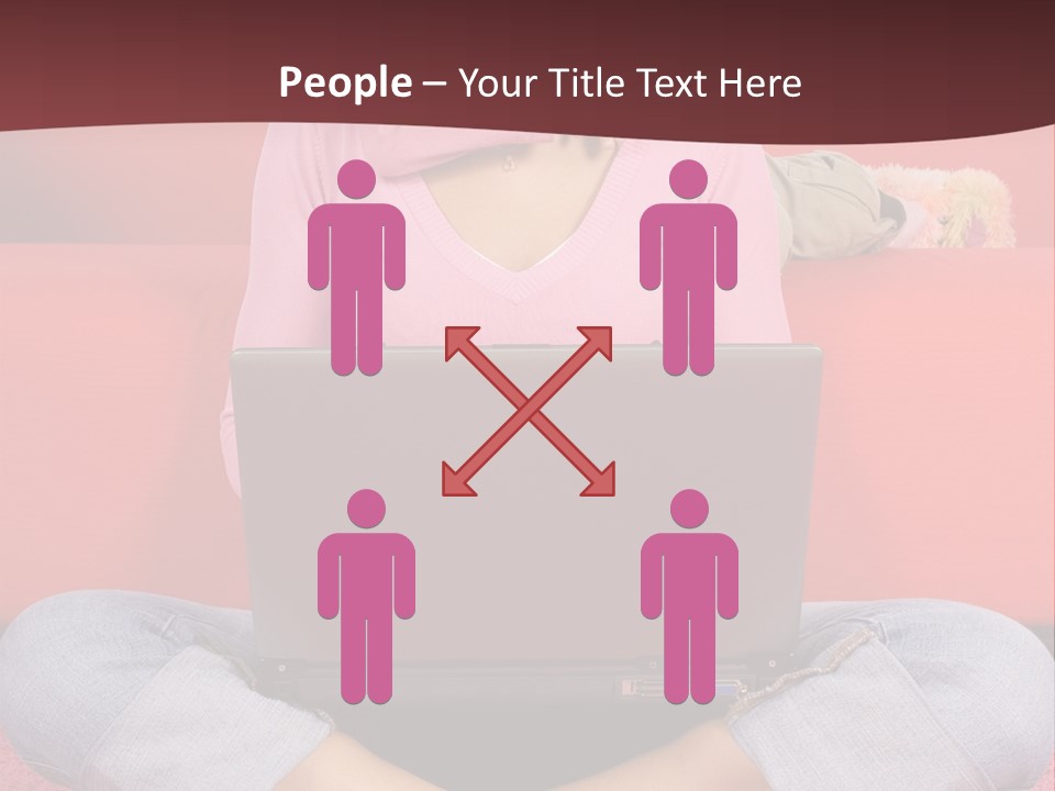 Mother Sitting On The Floor Working Computer; Daughter Hugging Her Neck PowerPoint Template