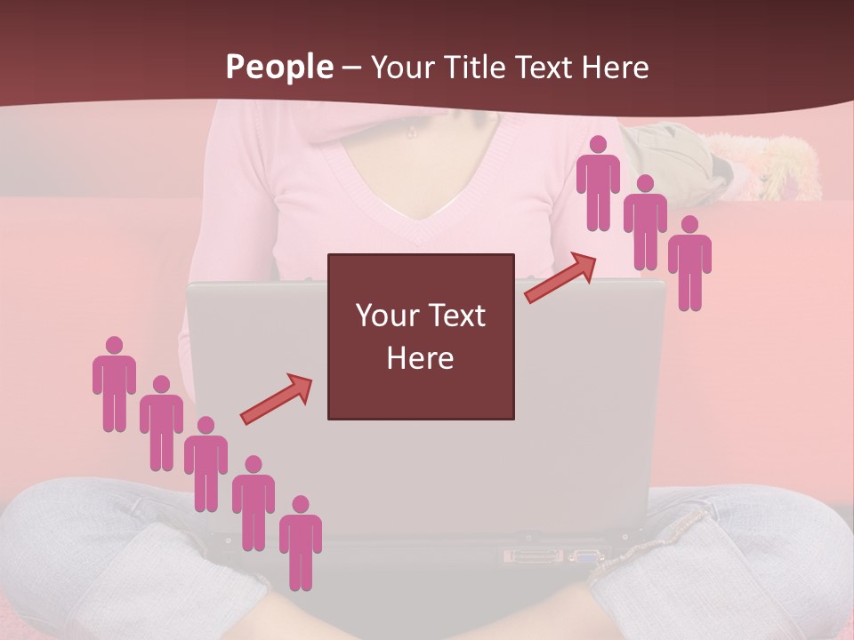 Mother Sitting On The Floor Working Computer; Daughter Hugging Her Neck PowerPoint Template