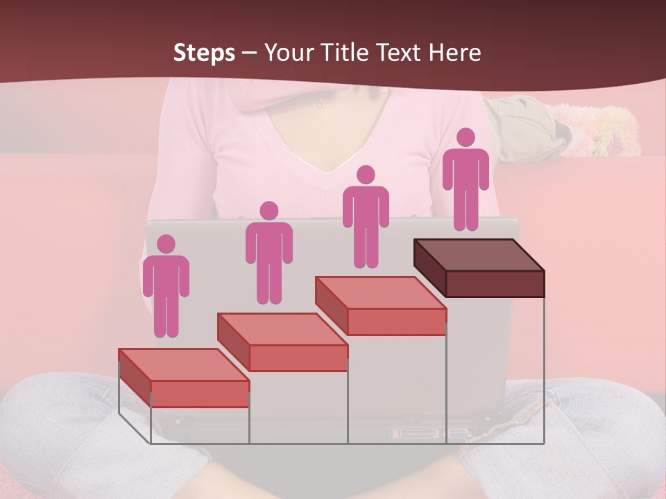 Mother Sitting On The Floor Working Computer; Daughter Hugging Her Neck PowerPoint Template