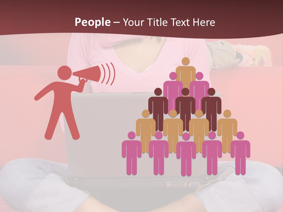 Mother Sitting On The Floor Working Computer; Daughter Hugging Her Neck PowerPoint Template