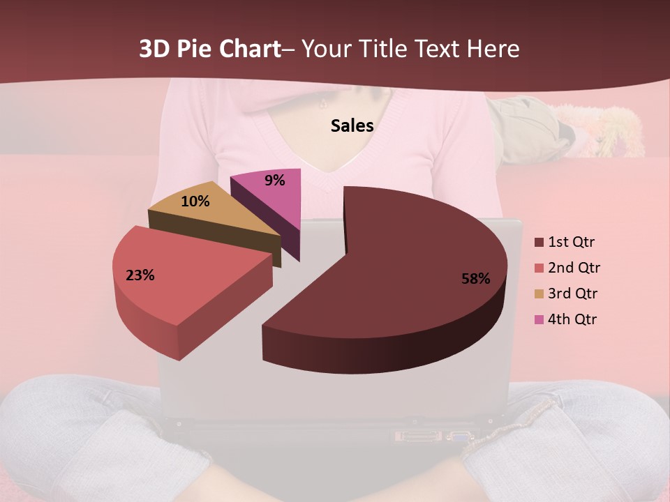 Mother Sitting On The Floor Working Computer; Daughter Hugging Her Neck PowerPoint Template