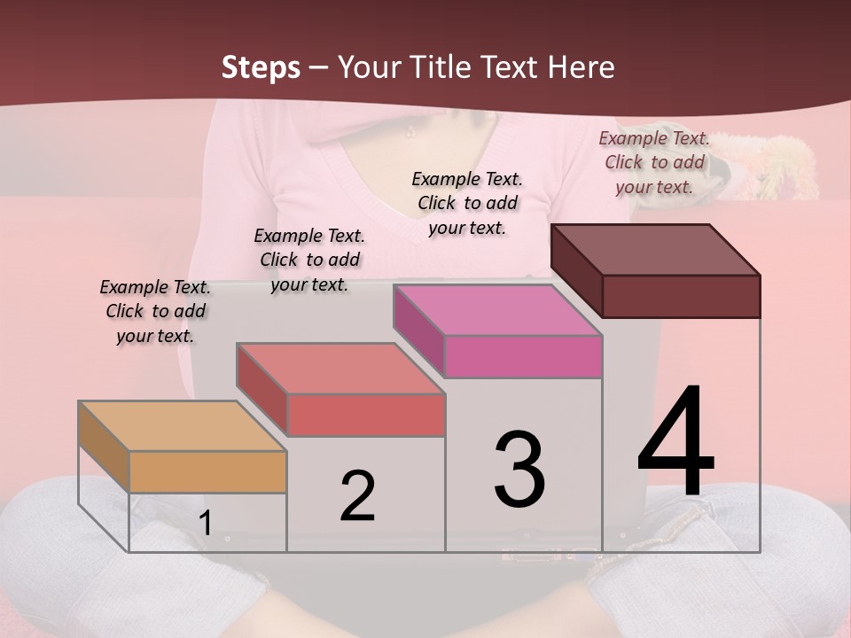Mother Sitting On The Floor Working Computer; Daughter Hugging Her Neck PowerPoint Template