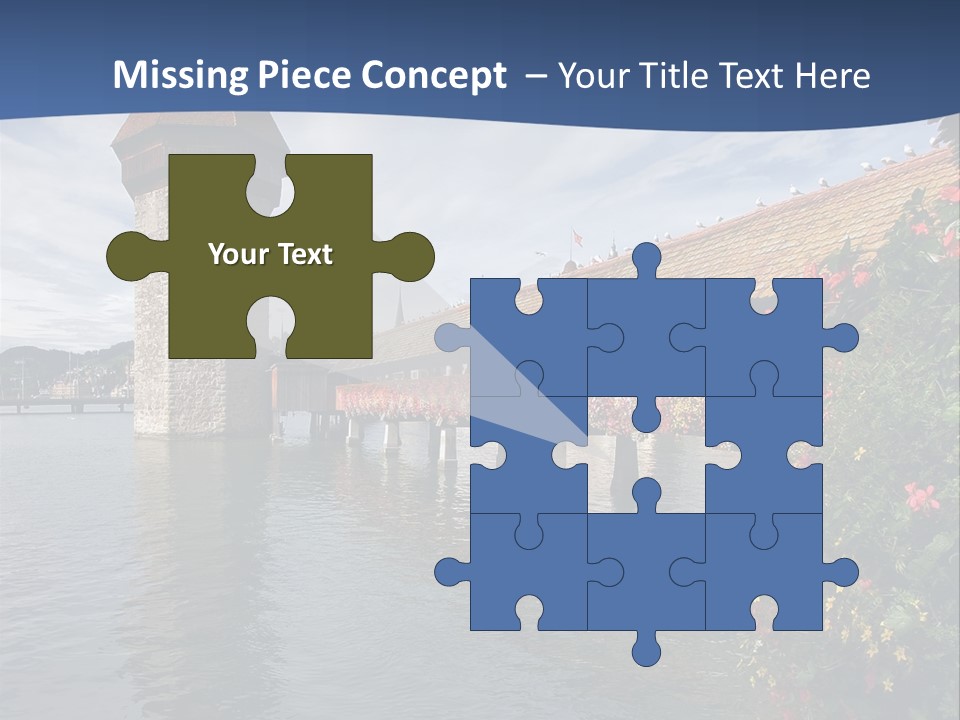 Lake In Lucerne With A Tower And A Bridge, Decorated With Flowers PowerPoint Template