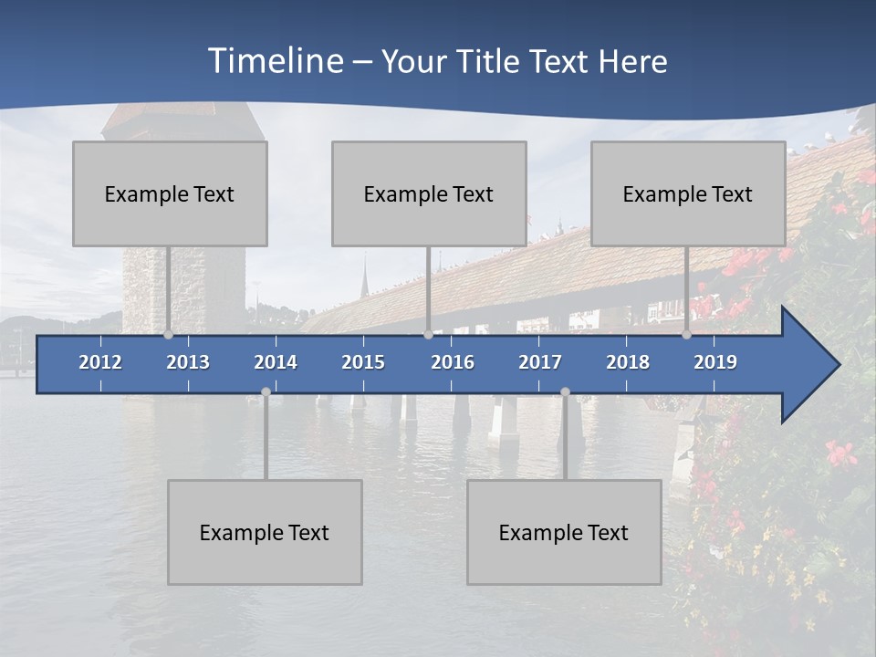 Lake In Lucerne With A Tower And A Bridge, Decorated With Flowers PowerPoint Template