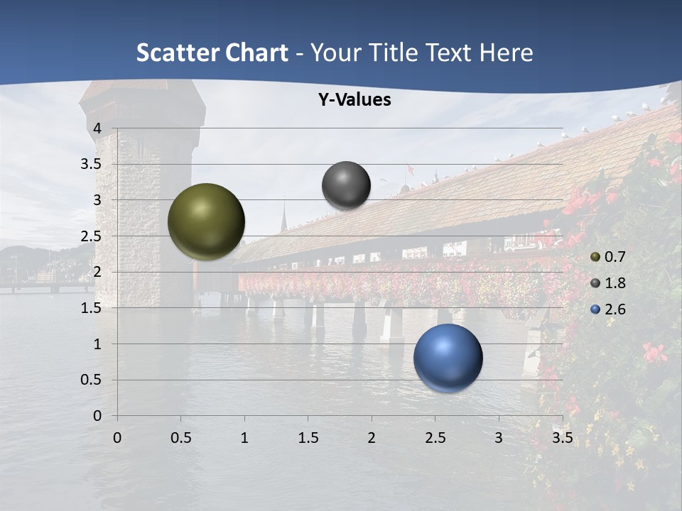 Lake In Lucerne With A Tower And A Bridge, Decorated With Flowers PowerPoint Template