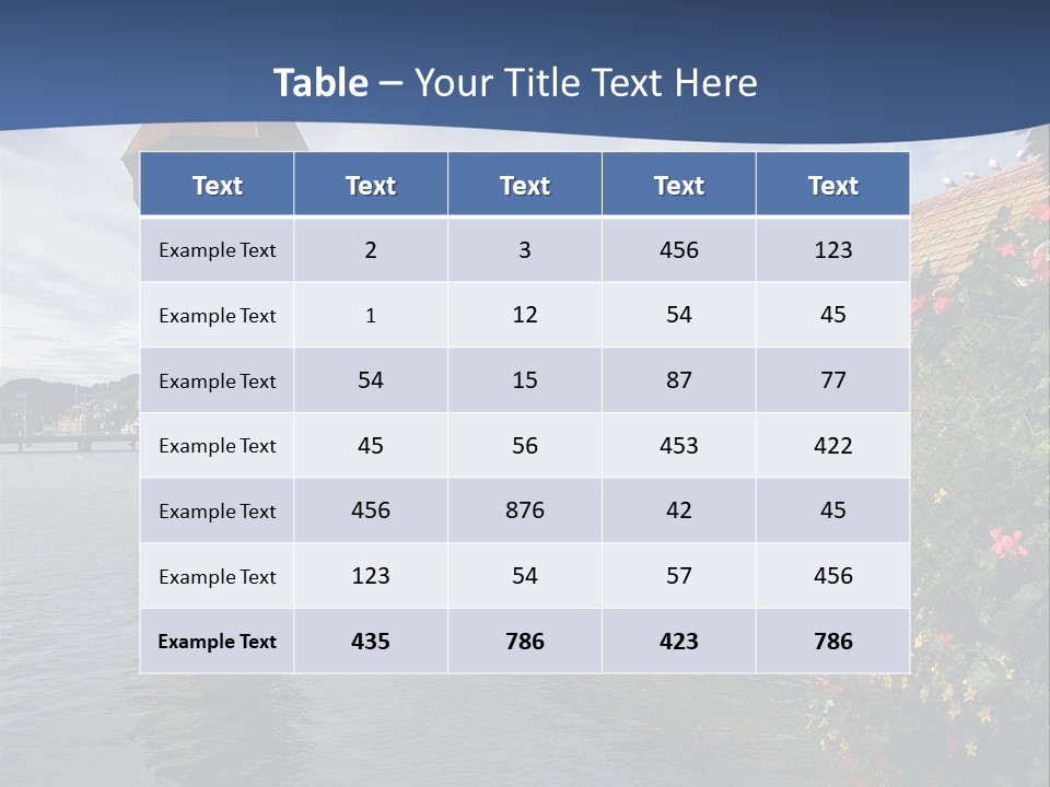 Lake In Lucerne With A Tower And A Bridge, Decorated With Flowers PowerPoint Template