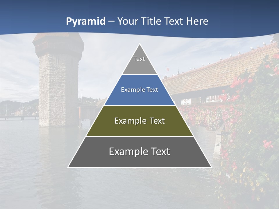 Lake In Lucerne With A Tower And A Bridge, Decorated With Flowers PowerPoint Template