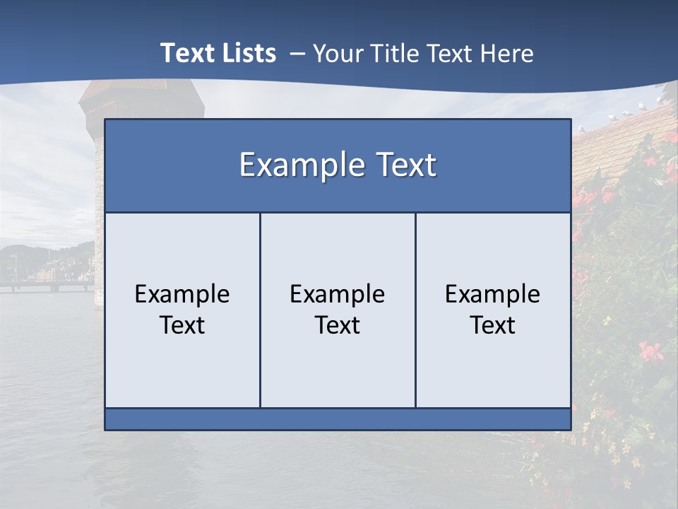 Lake In Lucerne With A Tower And A Bridge, Decorated With Flowers PowerPoint Template