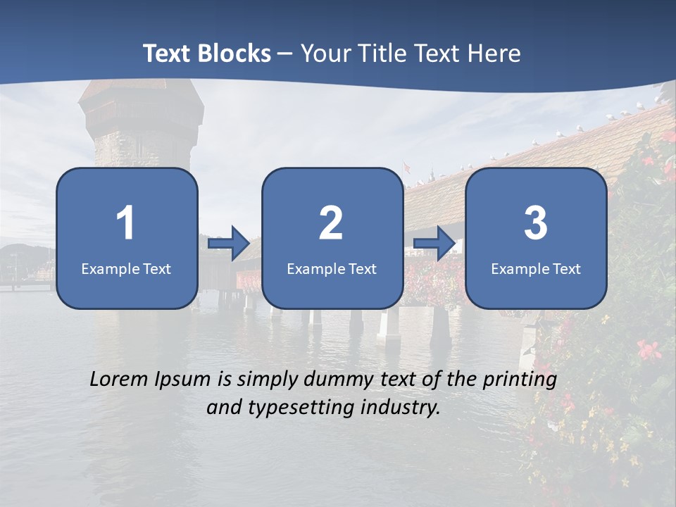 Lake In Lucerne With A Tower And A Bridge, Decorated With Flowers PowerPoint Template