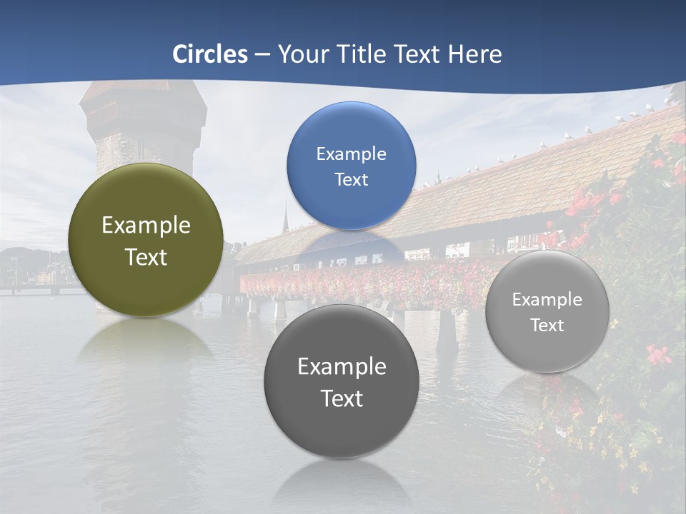 Lake In Lucerne With A Tower And A Bridge, Decorated With Flowers PowerPoint Template