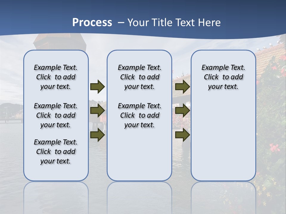 Lake In Lucerne With A Tower And A Bridge, Decorated With Flowers PowerPoint Template