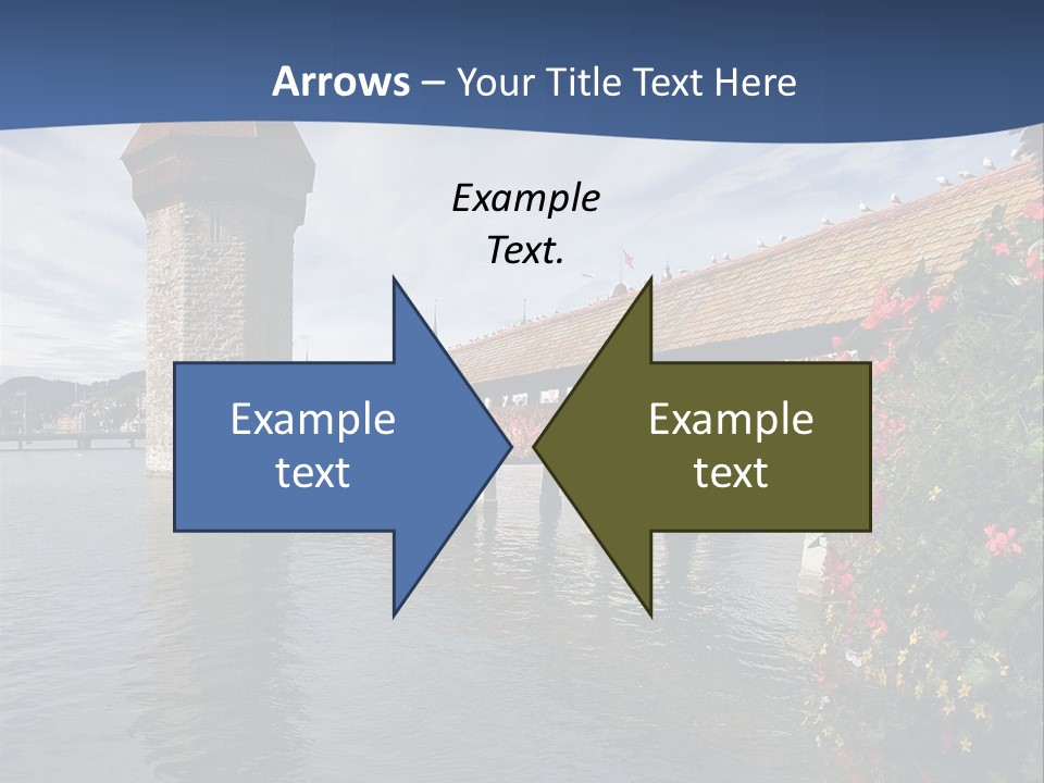 Lake In Lucerne With A Tower And A Bridge, Decorated With Flowers PowerPoint Template