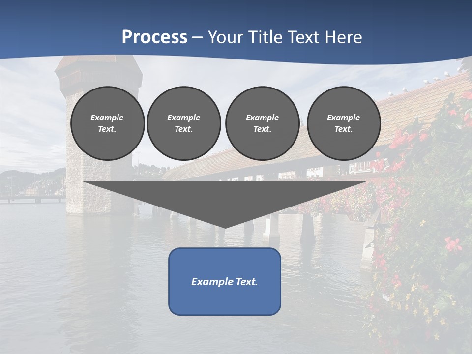 Lake In Lucerne With A Tower And A Bridge, Decorated With Flowers PowerPoint Template