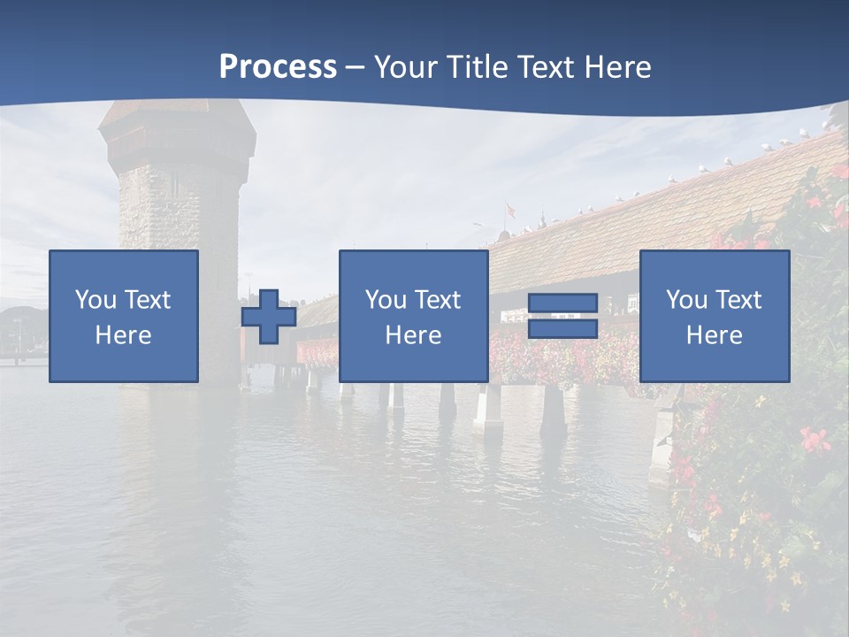 Lake In Lucerne With A Tower And A Bridge, Decorated With Flowers PowerPoint Template