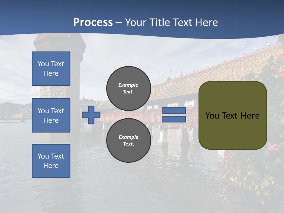 Lake In Lucerne With A Tower And A Bridge, Decorated With Flowers PowerPoint Template