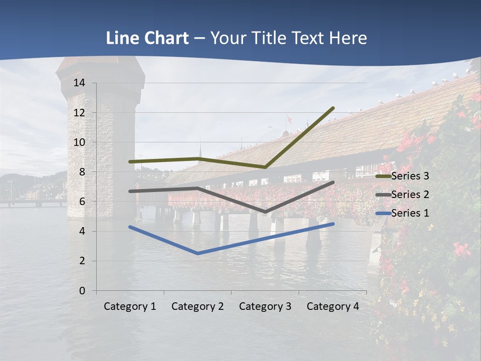Lake In Lucerne With A Tower And A Bridge, Decorated With Flowers PowerPoint Template