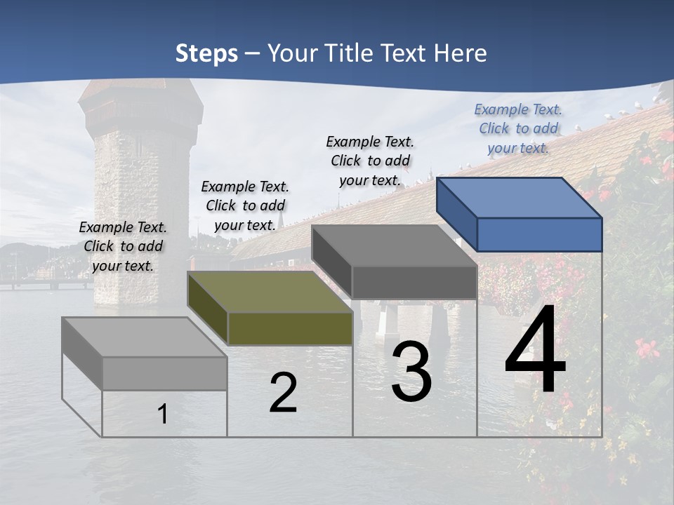 Lake In Lucerne With A Tower And A Bridge, Decorated With Flowers PowerPoint Template