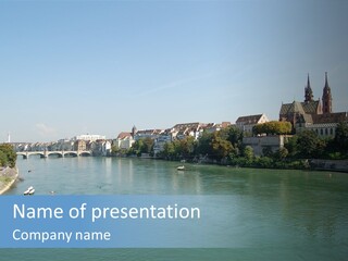 A River With A Bridge And Buildings In The Background PowerPoint Template