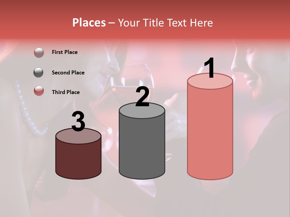 Young Couple Sharing A Glass Of Red Wine In Restaurant, Celebrating Or On Romantic Date PowerPoint Template