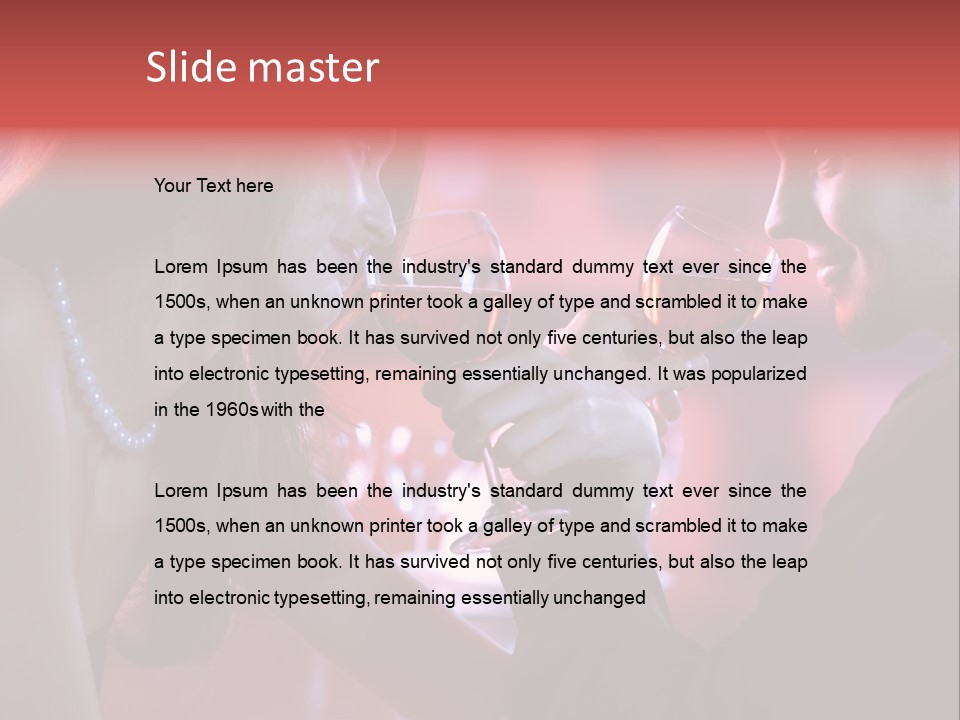 Young Couple Sharing A Glass Of Red Wine In Restaurant, Celebrating Or On Romantic Date PowerPoint Template